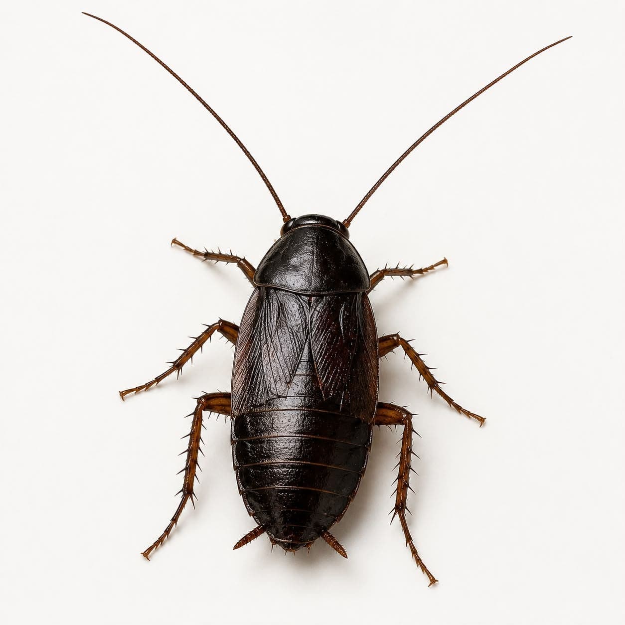 Küchenschabe (Blatta orientalis) in Nahaufnahme, Bestimmungsbild aus dem Schädlingslexikon