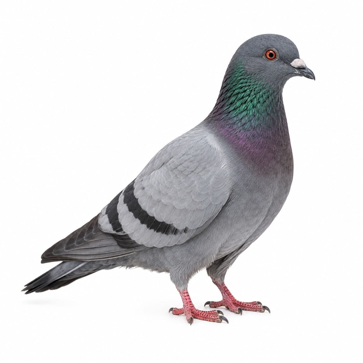 Stadttaube (Columba livia forma domestica) in Nahaufnahme, Bestimmungsbild aus dem Schädlingslexikon